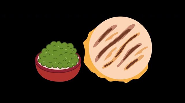 arepas with guacamole illustration food