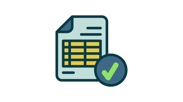 Invoice Document Icon with Approval Checkmark