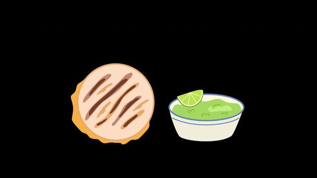 arepas with guacamole illustration lunch flatbread