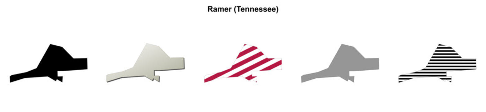 Ramer (Tennessee) blank outline map set