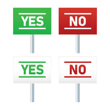 Yes and No Placard Decision Board Vector Illustration