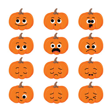 Cute Halloween Pumpkin Emoji Vector Illustration