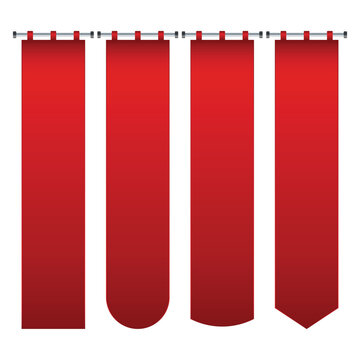 Red Vertical Hanging Banner Vector Illustration