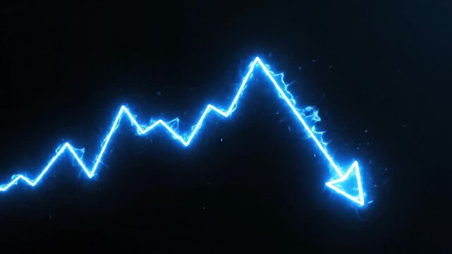 Bright blue glowing zigzag line with energy sparks on dark background
