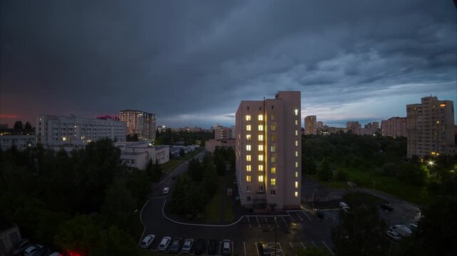 Residential Buildings In Kyiv City At Twilight