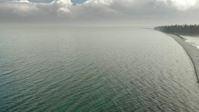 Lake Baikal coastal lagoons show stone barrier formation along a changing freshwater shoreline.