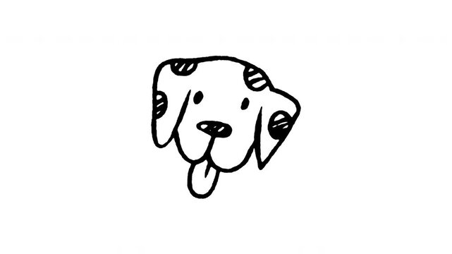 Animated doodle icon of a Dalmatian dog face with spotted coat pattern.