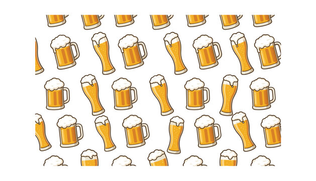 Cold beer glass mug seamless pattern vector illustration background for brewery festival pub menu wallpaper design