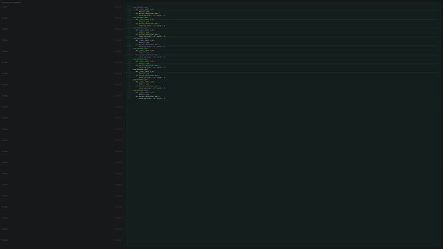 Software development code scrolling on dark computer screen in ide for programming and technology projects