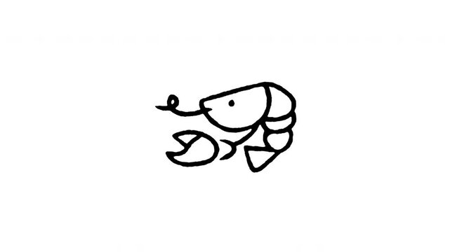Animated doodle icon of a freshwater crayfish with large claws.