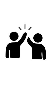 animation human hands reaching for mutual support monochrome doodle style
