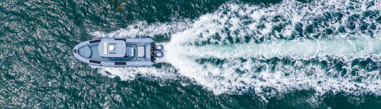 Vacation tour on summer. Aerial view motorboat. Yacht boat tour. Luxury boat yachting. Motorboat sailing at sea. Luxury private yacht in sea. Motor yacht luxury vessel. Boat motor aerial