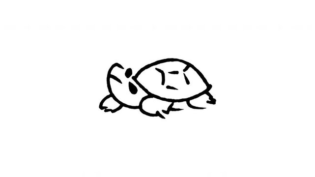 Animated doodle icon of a red-eared slider freshwater turtle with shell.