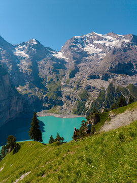 Stunning views of Oeschinensee in the heart of Switzerlands majestic Alps