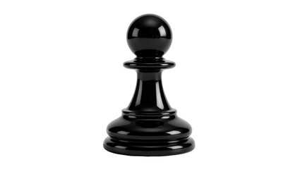 Glossy black chess pawn piece, isolated on transparent background © Corotaev