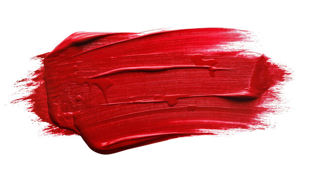 Thick red lipstick smear with visible texture, isolated on transparent background