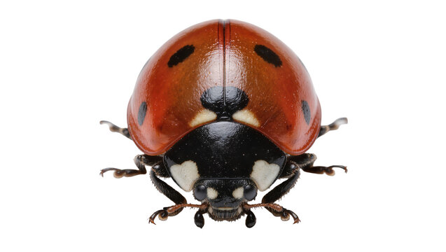 Red ladybug with black spots, isolated on transparent background