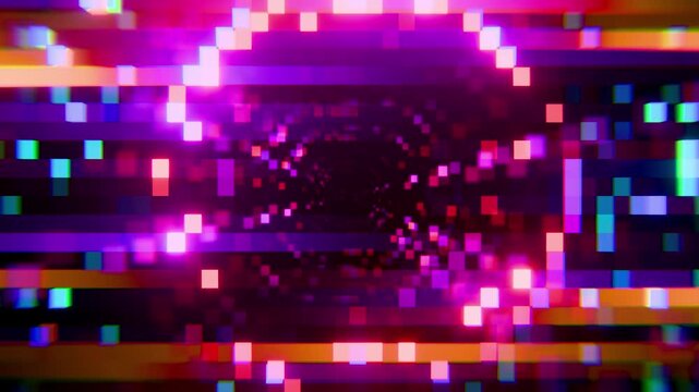 Bright Disco Pixel Swirl Pattern, Looped Animation
