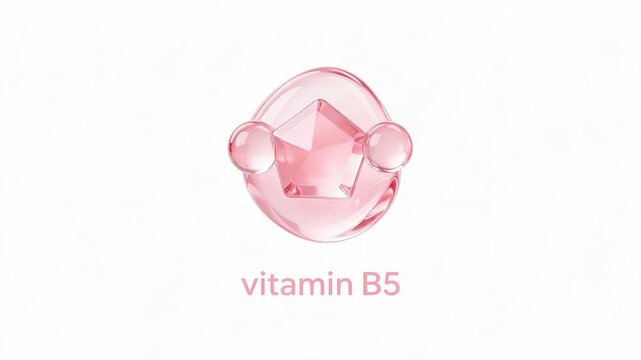 Translucent Pink 3D Vitamin B5 Skincare Icon Isolated on White Background