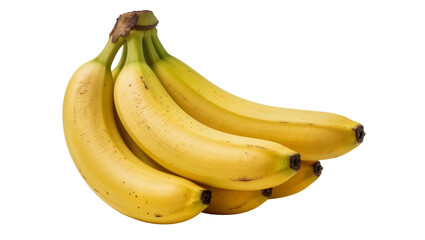Bunch of ripe yellow bananas with brown speckles, isolated on transparent background © Viktor