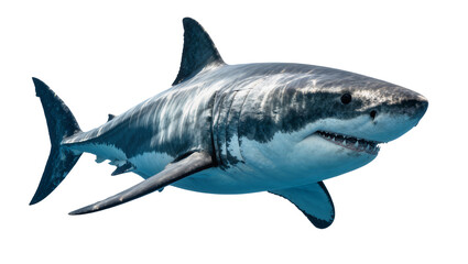 Fototapeta premium Great white shark with sharp teeth, isolated on transparent background