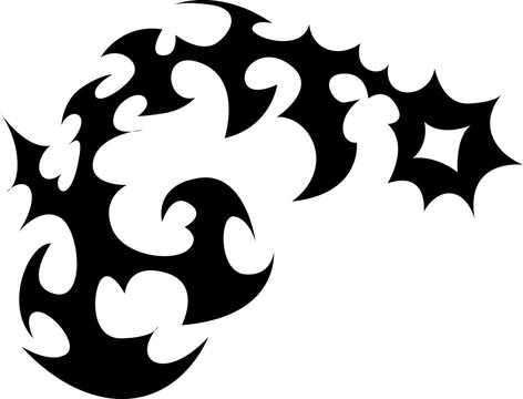 Spiral swirl spiky cyber sigilism thorn ornament vector element for alternative rock merchandise