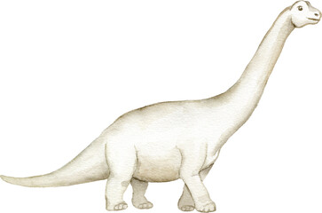 Watercolor Long Neck Dinosaur Illustration © liliia_sinhina