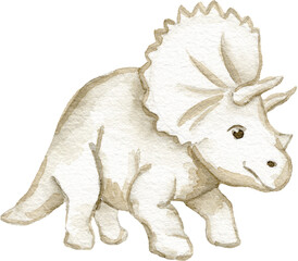Watercolor Triceratop Dinosaur Illustration © liliia_sinhina