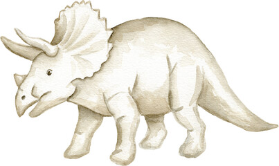 Watercolor Triceratops Dinosaur Illustration for Children © liliia_sinhina