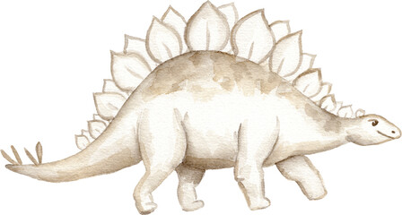 Watercolor Stegosaurus Dinosaur Illustration for Nursery © liliia_sinhina