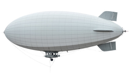 Large gray airship with gondola and fins, isolated on transparent background © Maria