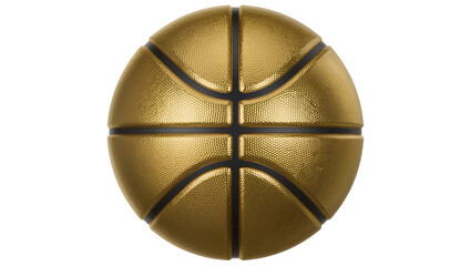 Shiny golden basketball with black lines, isolated on transparent background © Maria