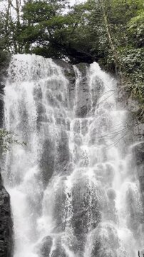 Abstract vertical background of a fast flowing waterfall.