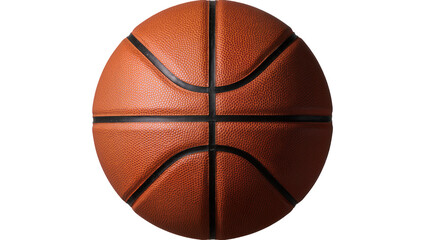 Fototapeta premium Orange textured basketball with black seams, isolated on transparent background