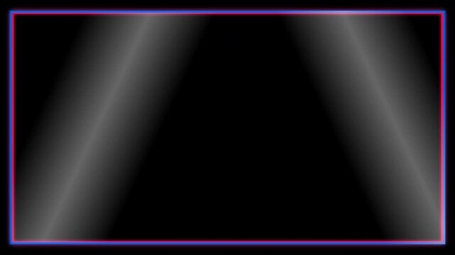 A 4K resolution minimalist neon frame animation with pulsing red and blue glows and a traveling light sweep effect, 100% JS driven.