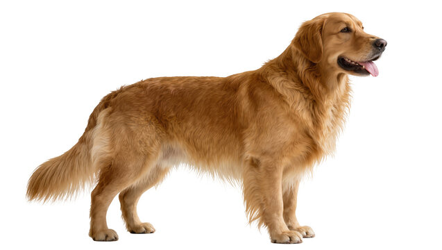 Golden Retriever dog standing, isolated on transparent background