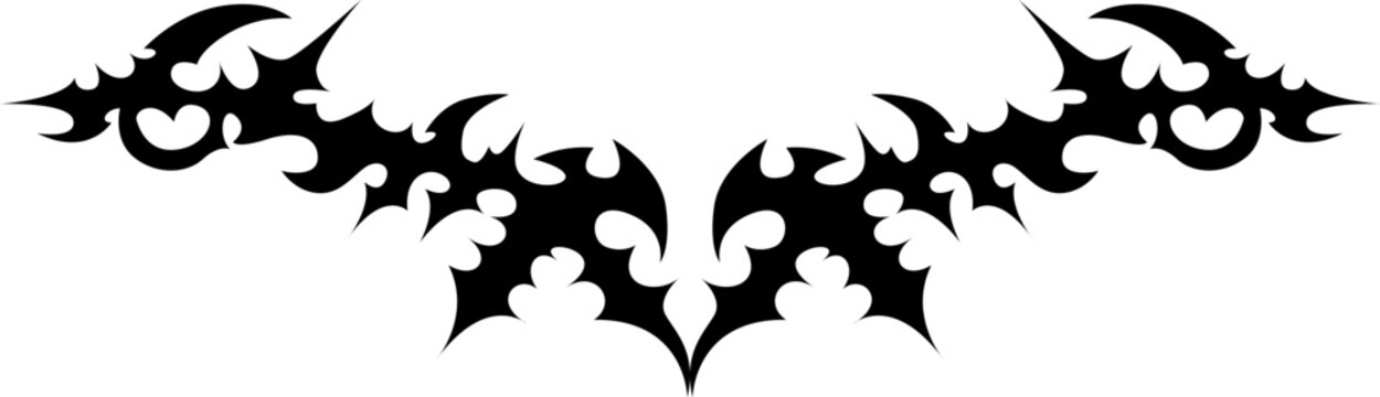 Horizontal spiky cyber sigilism thorn border vector element for streetwear apparel neck print