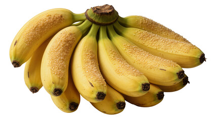 Bunch of ripe yellow bananas sprinkled with sugar, isolated on transparent background © Maria