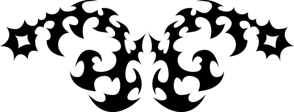 Curved spiky cyber sigilism thorn border vector element for gothic streetwear shoulder decal