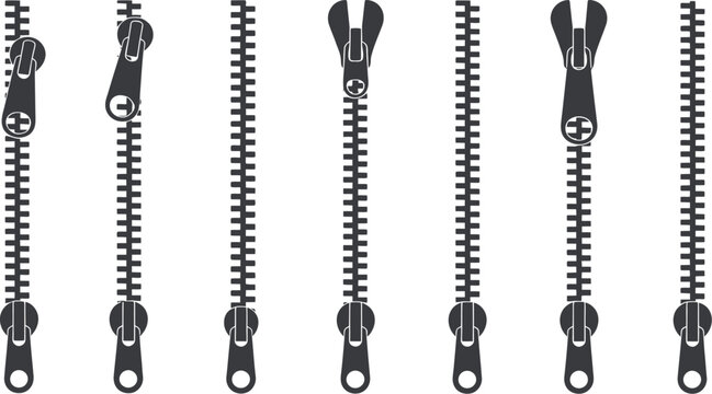 Zipper Line Vector Illustration with Hand Drawn Zip Lock Brush Stroke for Fashion, Textile, Clothing, and Creative Design.