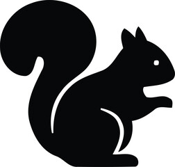 Fototapeta premium A simple black graphic icon of a small squirrel sitting in a minimalist and clean artistic style silhouette