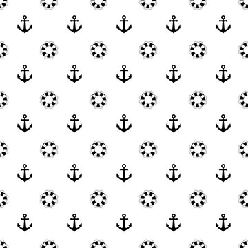 Nautical Anchor Lifesaver Seamless Pattern