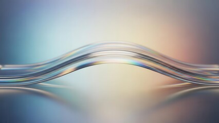 Obraz premium Abstract wavy glass-like structure reflecting light with iridescent colors and soft reflections.
