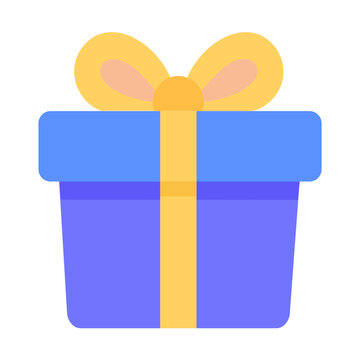 Minimalist Blue Gift Box Illustration with Ribbon for Birthday, Celebration, Present and Holiday Design