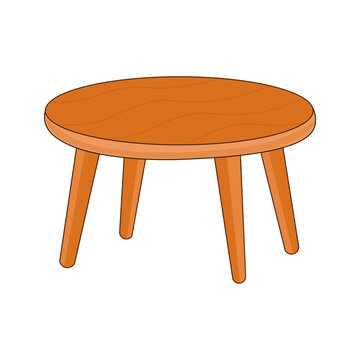 Minimalist Round Wooden Coffee Table Furniture Illustration for Modern Home Interior and Decor