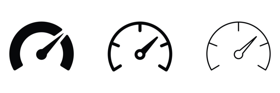 Speedometer icon set, performance measurement and dashboard technology