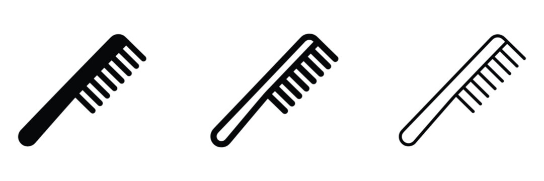 Hair comb icon set barber and grooming tools grooming accessory