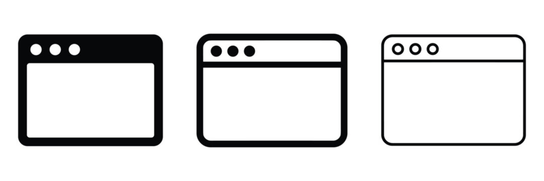 Browser window icon set, interface and web navigation