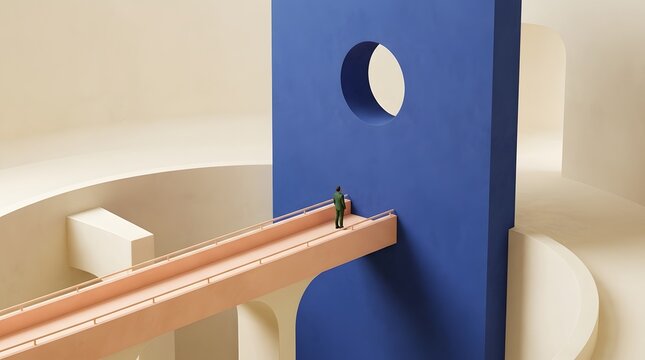 Conceptual 3D design of paths stairs arrows or mazes stylishly illuminated