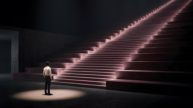 Conceptual 3D design of paths stairs arrows or mazes stylishly framed